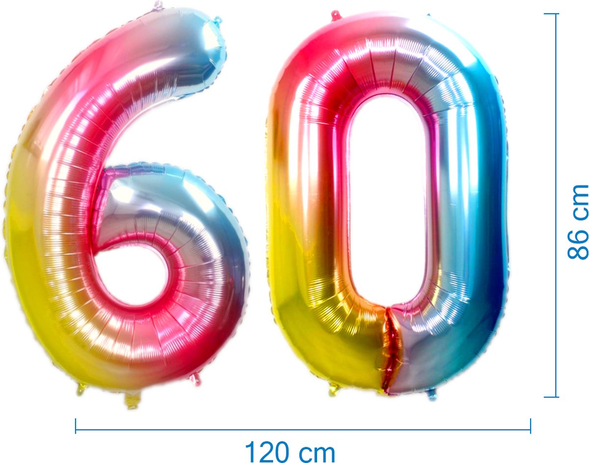 Gouden Reuzenballon Cijfer 60 – Feestdecoratie Voor 60e Verjaardag, Bruiloft Of Feest, Goudkleurig