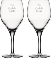 Gegraveerde Rode wijnglas 42,5cl De Leukste Tante-De Leukste Oom