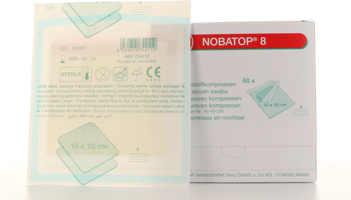 Goedkoopste Noba NonWoven Kompres Nobatop 12 6-laags 10 x 10cm