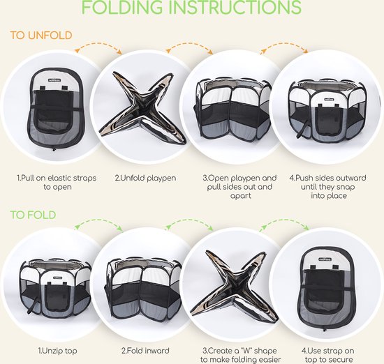 Nobleza Opvouwbare Puppyren - Konijnenren - knaagdieren ren - konijnenhok - dierenren - 125 x 125 x 58 cm