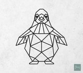 Laserfabrique Wanddecoratie - Geometrische Pinguïn - XS - Brievenbusformaat - Zwart - Geometrische dieren en vormen - Houten dieren - Muurdecoratie - Line art - Wall art