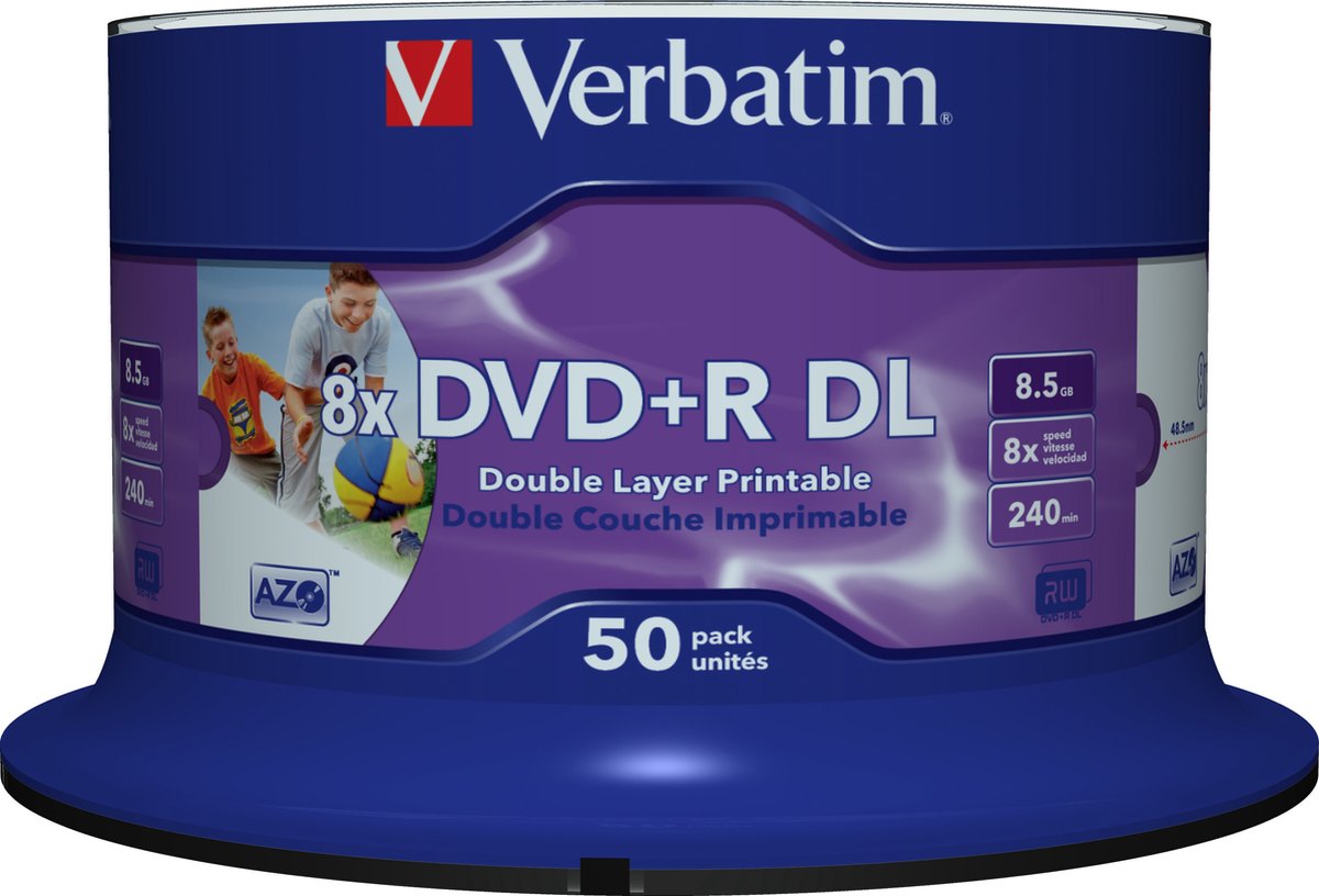 Verbatim 43703 DVD+R DL disc 8.5 GB 50 stuk(s) Spindel Bedrukbaar