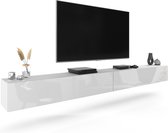 AZ-Home - Tv-Meubel Young - 300 cm - Wit Wit hoogglans - Tv Kast - Hangend Kast