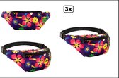 3x Heup/buik tasje Flower power - beatles rond 70s and 80s disco peace flower power happy together toppers