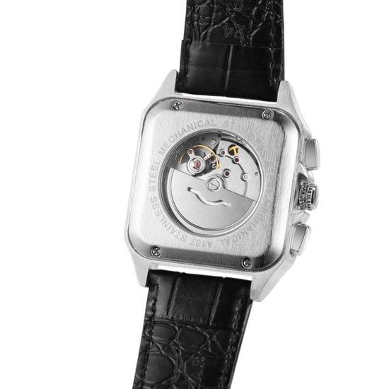 Montre Automatique Soraro Argent | Imperméable à l'eau | Coffret cadeau | Argent| Montres automatiques | Remontoir de montre automatique | Cuir | Hommes de Montre Garçons Hommes | Saint-Nicolas | Black Friday | Noël | cadeau de Noël
