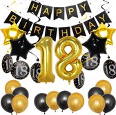 Queen NG 18 jaar verjaardag feest pakket- compleet pakket -Ballonnen en besteek-Decoratie Man Vrouw - Zwart en Goud