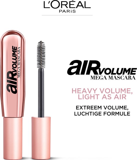 L’Oréal Paris - Air Mega Volume Mascara - 01 Black - Mega Volume Mascara - Zachte, soepele borstel - 9,4 ml