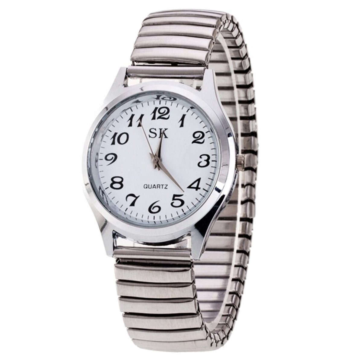 Fako® - Horloge - Rekband - SK - 36mm - Zilverkleurig - Wit