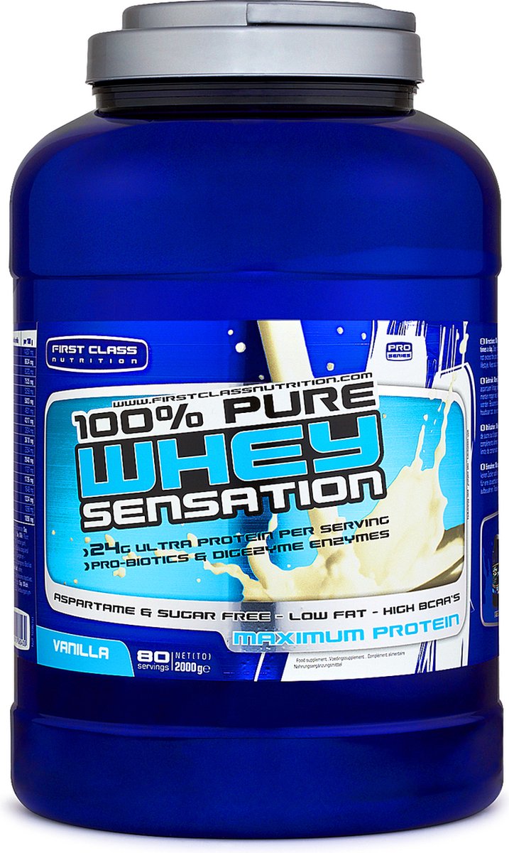 100% Whey sensation (Vanille - 2000 gram) - FIRST CLASS NUTRITION - Whey Protein - Eiwitpoeder - Eiwitshake - Sportvoeding (67 shakes)