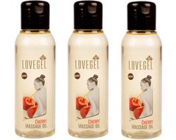 Lovegel - Erotisch massage olie - Kers - 100 ml - 3 Stuks