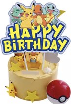 Pokémon Taart Versiering - Taart Decoratie - Taart Topper Happy Birthday - Verjaardag Kinderen - Verjaardag Versiering - Taarttopper - Taartdecoratie -Taart Deco