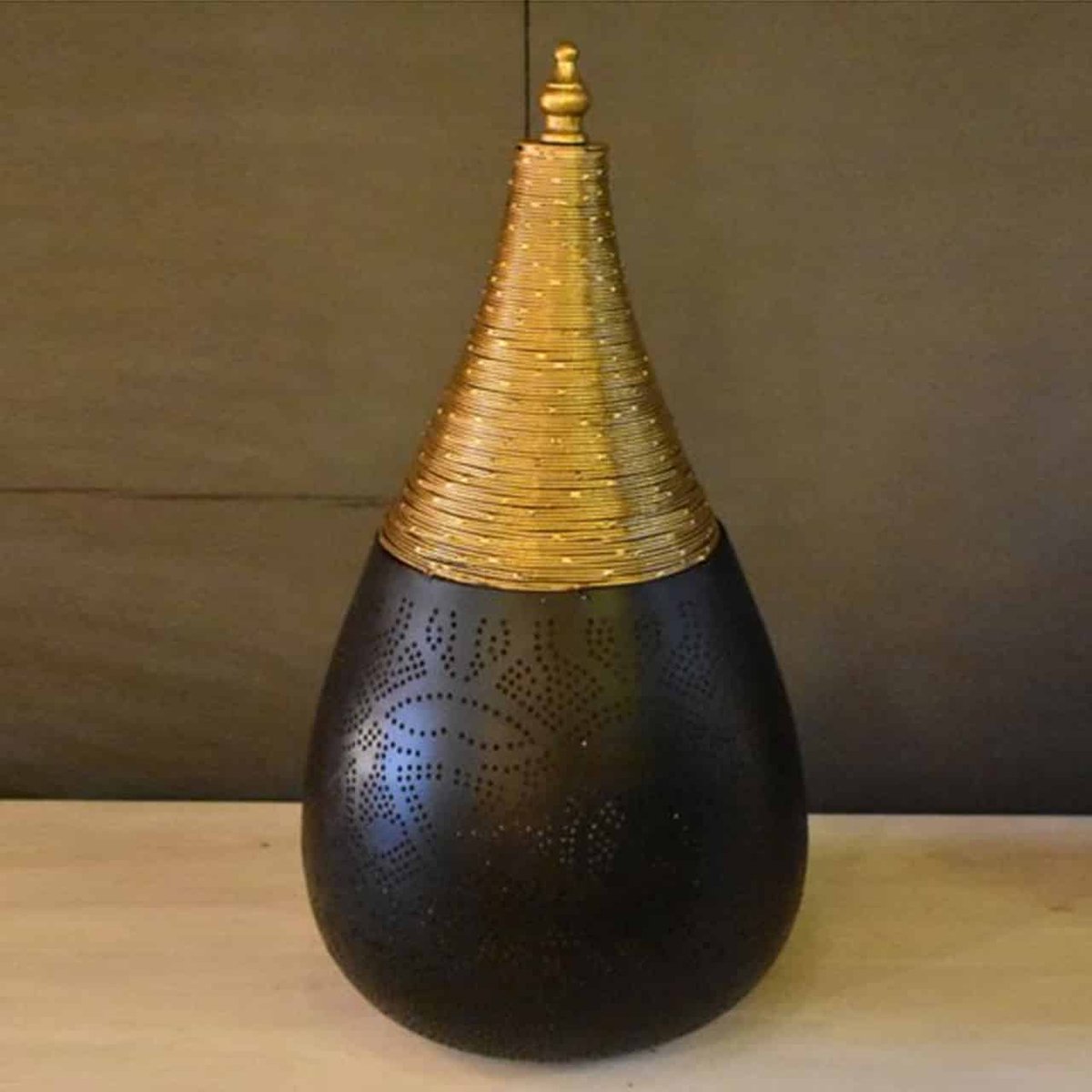 Oosterse metalen tafellamp Filigrain Druppel | 1 lichts | goud / zwart | metaal | Ø 30 cm | 55 cm | bureaulamp | sfeervol / traditioneel design