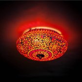 Oosterse mozaïek plafondlamp Indian Design | 1 lichts | rood / oranje | glas / metaal | Ø 25 cm | eetkamer / woonkamer / slaapkamer | sfeervol / traditioneel / modern design