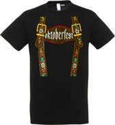 T-shirt Lederhosen man | Oktoberfest dames heren | Tiroler outfit | Zwart | maat L