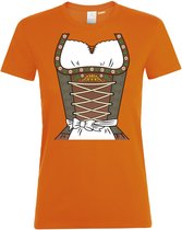 Dames T-shirt Dirndl | Oktoberfest dames heren | Tiroler outfit | Carnavalskleding dames heren | Oranje dames | maat XS