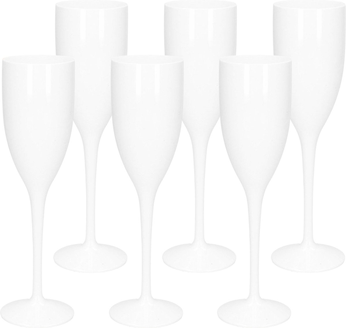 Champagneglas 150ml - Onbreekbaar Kunststof - Wit - 6 Stuks
