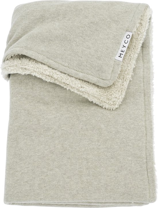 Meyco Baby Knit Basic teddy wiegdeken - sand melange - 75x100cm