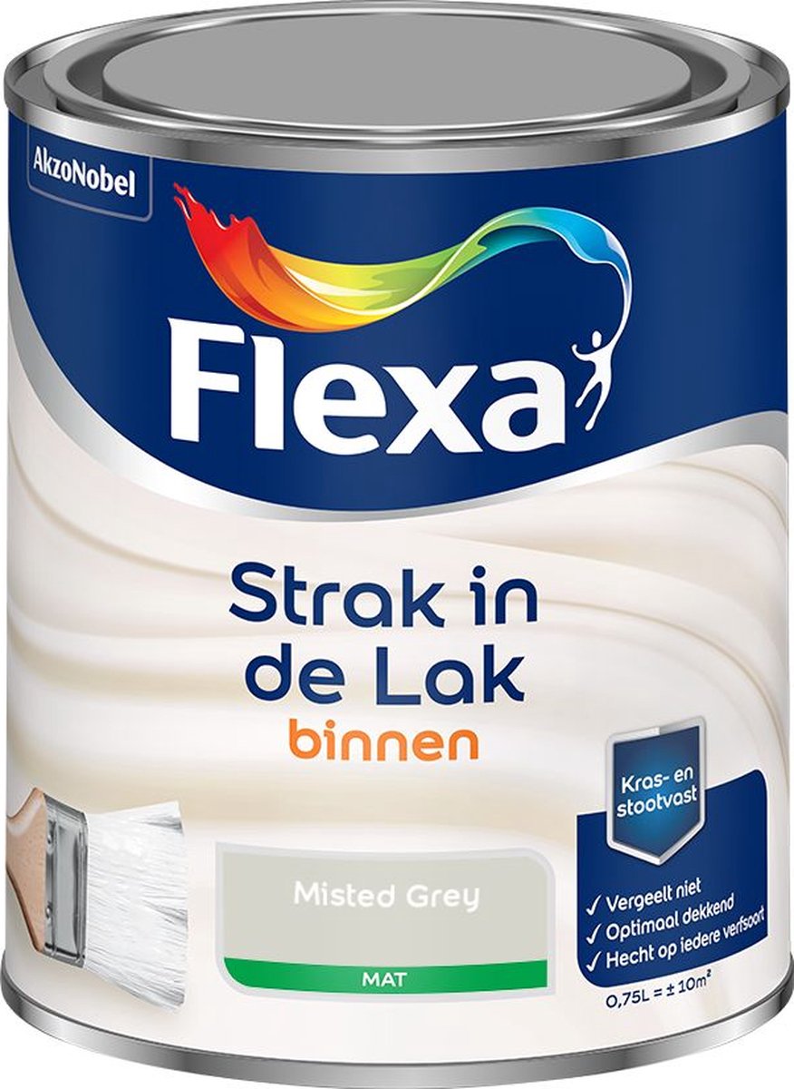 Flexa Strak in de Lak - Binnenlak - Mat - Misted Grey - 750 ml
