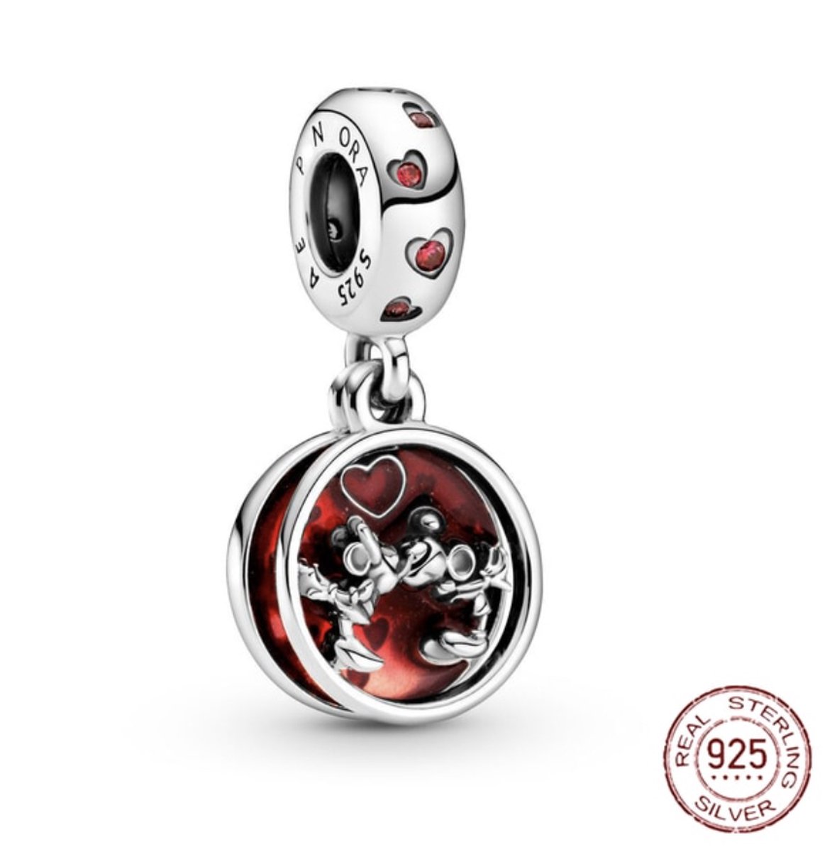 Fler® | 925 Sterling Zilver Bedel | Mickey & Mini Mouse | Past op Pandora | Pandora compatible | Bedels Charms Beads