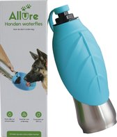 Allure Pets - Honden waterfles RVS - Draagbare Honden Drinkfles - Doseerfles voor Honden - Waterfles voor onderweg met de Auto- wandelen - Sillicone drinkgedeelte - Honden Bidon - Lek vrij - Roestvrij staal - 600ml - Blauw