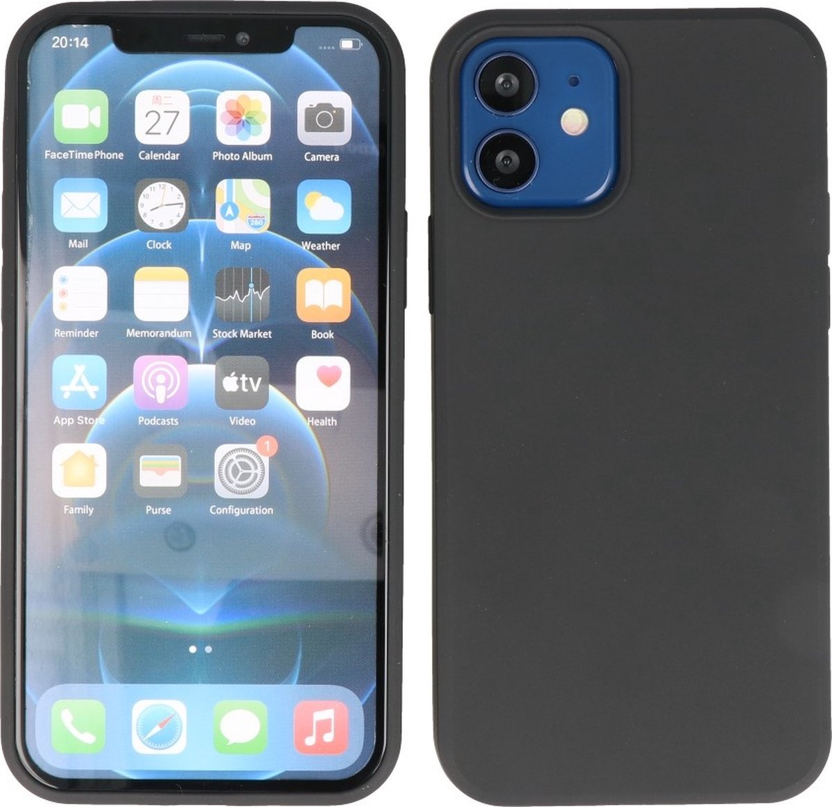 Hoesje 2.0mm Dikke Siliconen Back Cover Kleur Zwart geschikt voor Iphone 12 Mini