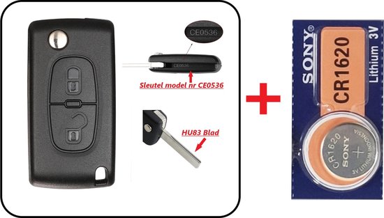 Autosleutelbehuizing 2 knoppen CEO536-HU83 met Batterij geschikt voor  Citroen Jumpy /... | bol.com