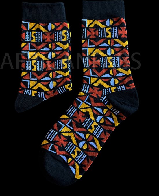 Chaussettes africaines / Chaussettes afro - Bogolan marron - Bas imprimé Afrique / Chaussettes Happy