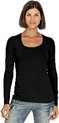 Bodyfit dames shirt lange mouwen/longsleeve navy blauw - Dameskleding basic shirts XXL