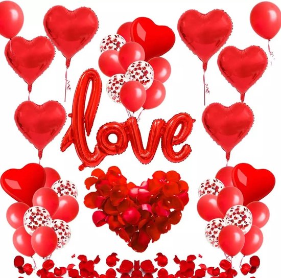 Ballon Cœur Rose Love - Décoration Romantique Saint-Valentin - Déguiz-Fêtes