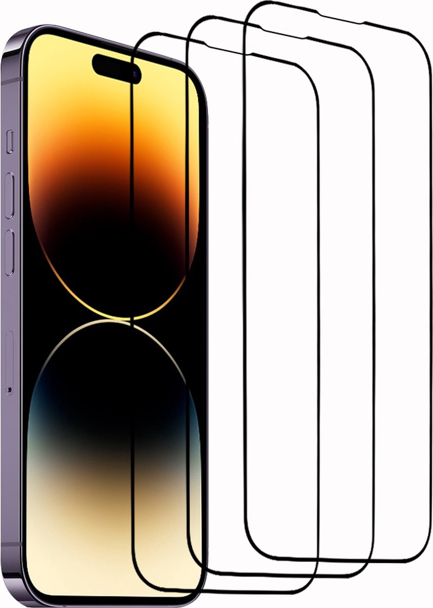 3x Arara Screenprotector Geschikt voor iPhone 14 Pro - gehard beschermglas screen protector glas – full cover
