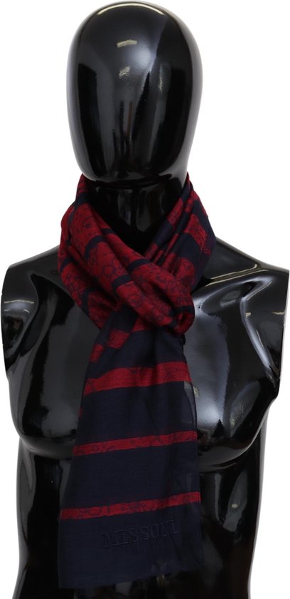 Missoni - Black Red Striped Wool Mesh Unisex Neck Wrap Scarf