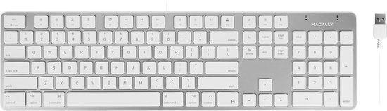 Amuseren Bedreven varkensvlees Macally SLIMKEYPROA Super slank USB-A toetsenbord voor Mac - US Engels ( QWERTY, ANSI) | bol.com
