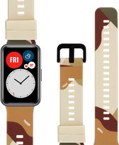 Strap-it Siliconen camouflage bandje - geschikt voor Huawei Watch Fit / Huawei Watch Fit New - bruin