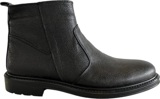 Chelsea Boots- Enkellaarsje- Heren schoenen- Mannen laarzen 1007 (Let op: Smalle schacht) Leather- Zwart- Maat 44