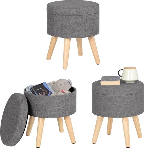 Opvouwbare Opberg Poef - Hocker – Bench – Bench with Storage space - Zitkist – Woonkamer accessoires 	32D x 32W x 36.5H centimeter