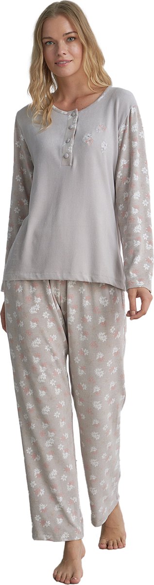 Pijadore - Dames Pyjama Set, Lange Mouwen, Grijs - L