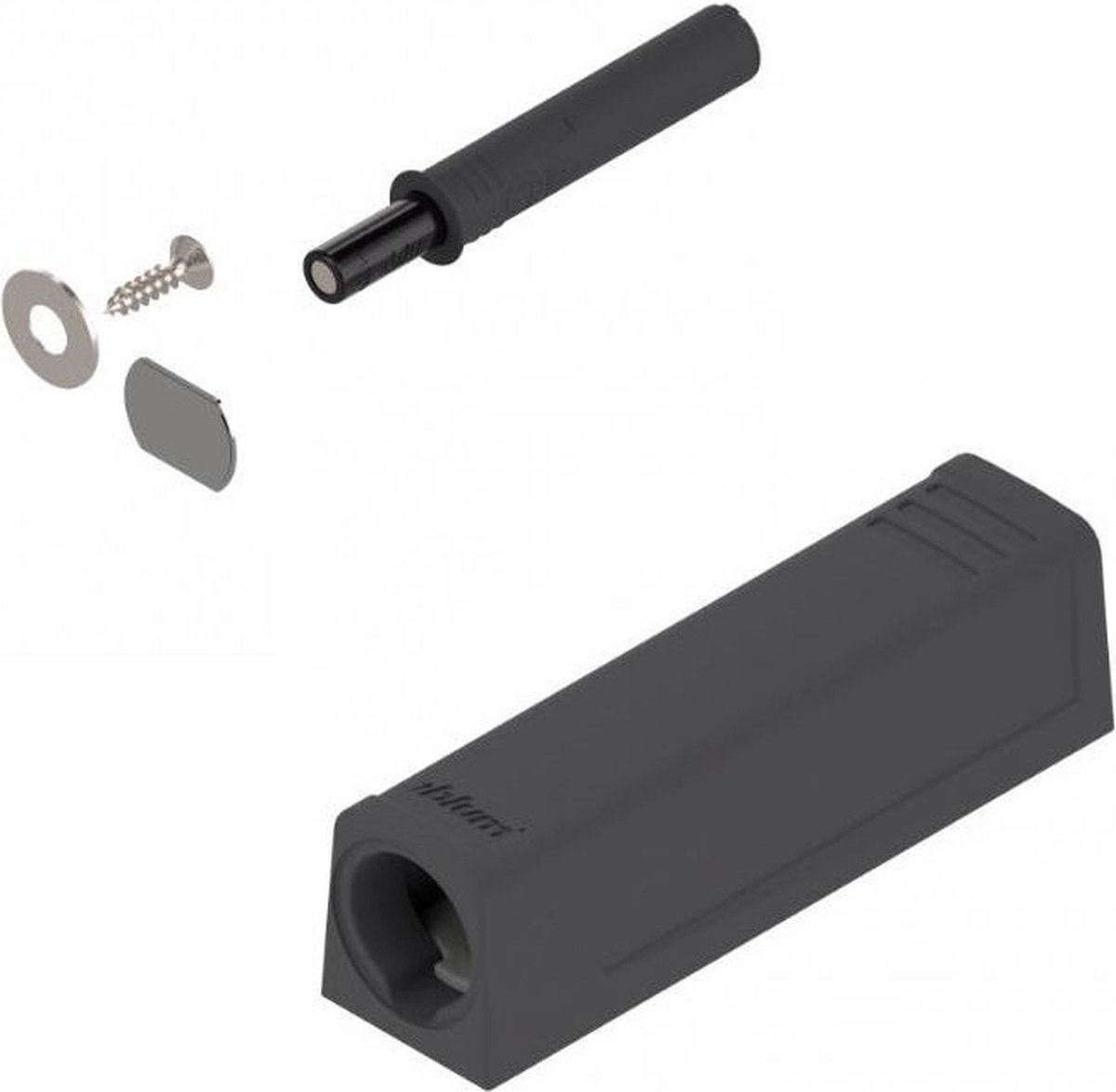 Blum Tip-on met magneet - Korte versie - Zwart - 956.1004 V1TERS - Inclusief adapterplaat