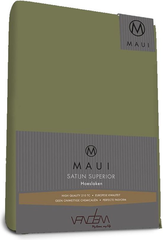 Maui - Van Dem -  satijn hoeslaken de luxe 180 x 210 cm truffel