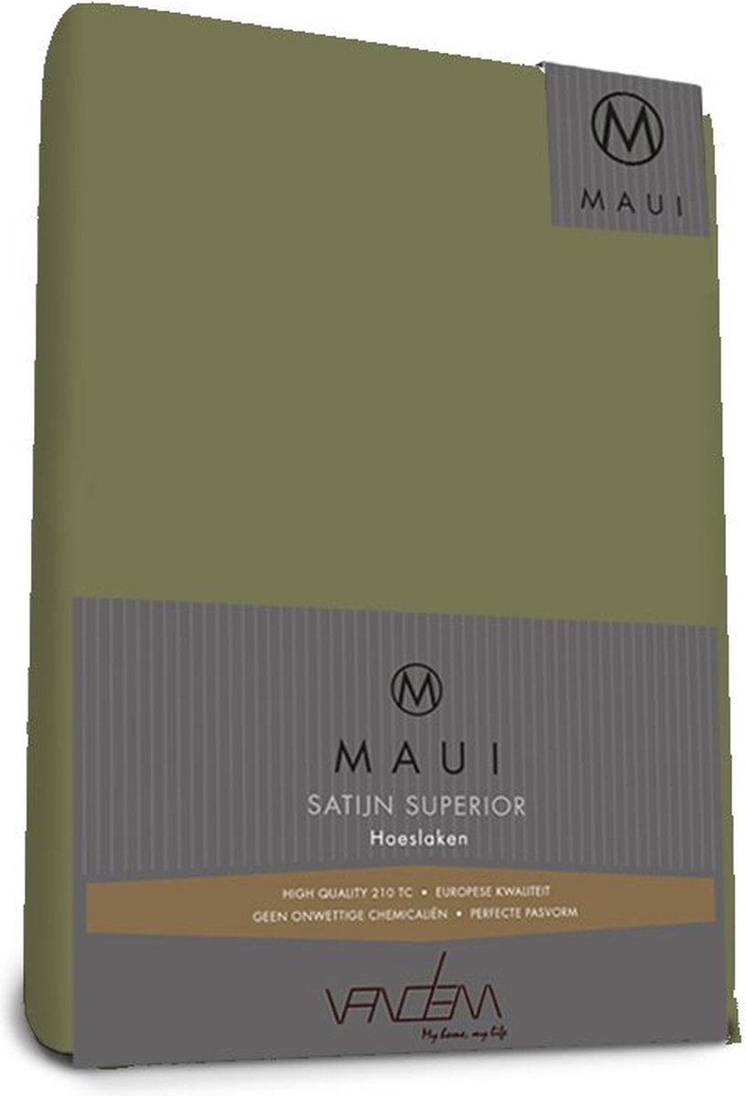 Maui - Van Dem -  satijn hoeslaken de luxe 180 x 210 cm truffel