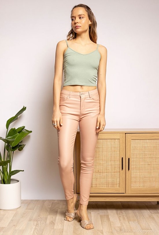 Roze skinny jeans van nepleer