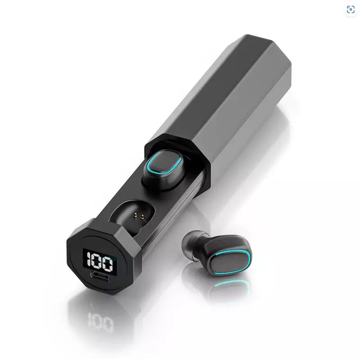 Zwarte Draadloze Oordopjes 5.2 Bluetooth Technologie Met LED Display en tot 200 uur Standby voor Dagelijkse en Gaming Gebruik, Water-en Zweetproof en Noise Cancellation