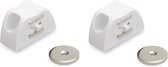 Magneetsnapper - Wit - Kunstof - Hoekmodel - 4kg trekkracht - 32x15mm - Magneetslot - Inclusief ronde tegenplaat - 2 stuks