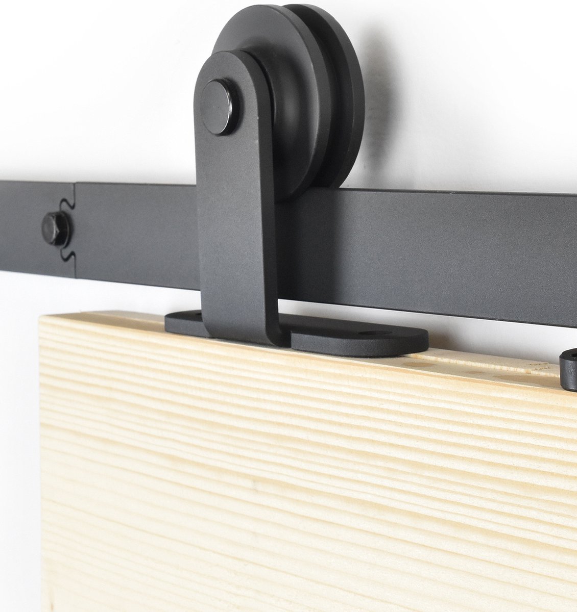 Barnwoodweb Schuifdeursysteem Bovenop - Complete set met plafondmontage - 155 cm rail - Zwart