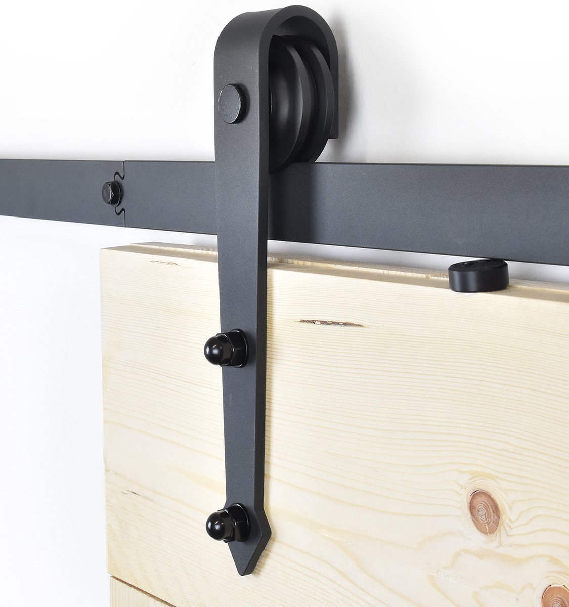 Barnwoodweb Schuifdeursysteem Pijl - Complete set met plafondmontage - 175 cm rail - Zwart
