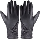 Fler® | Vrouwen Handschoenen | Handschoenen | Leer | Zwart | Winter | Outdoor | Fietsen | Maat S