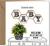 Tallies Cards wenskaarten - Baby Geboorte - collectie PLANT - 4 kaarten met envelop - duurzaam