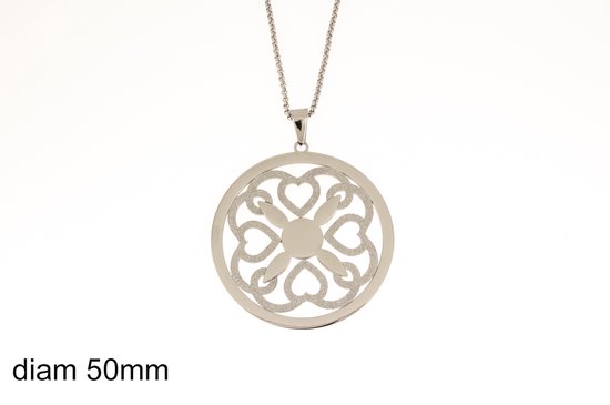 Acier inoxydable - grand pendentif en acier inoxydable avec chaîne longue modèle LYDIA