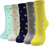 Set sokken - sokkenset van 5 paar - Unisex Sokken - Herensokken - Damessokken -Eendensokken - Eendjes - Multipack - Maat 35-40