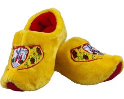 Elcee-Haly – Klomp sloffen – Pantoffelklomp met Hollands molen decor – Warme sloffen – Geel met Rood – Maat 31/32/33