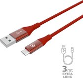 Câble de charge Celly Feeling Micro USB 300 Cm Rouge